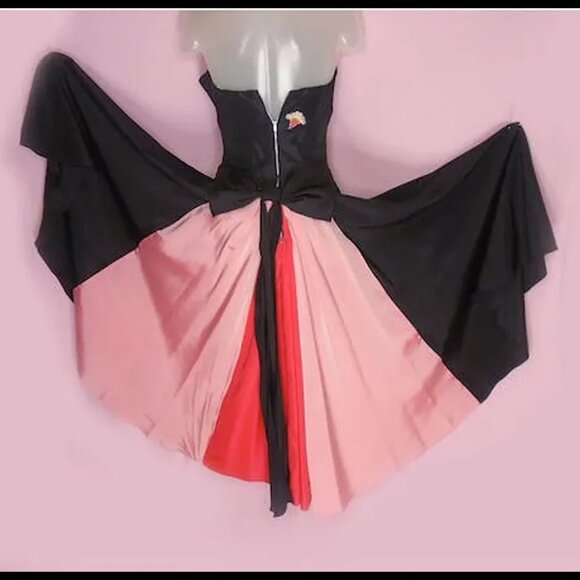 Vintage Black Strapless Formal, Tea Length Gown MAJOR Back Interest - Picture 2 of 13